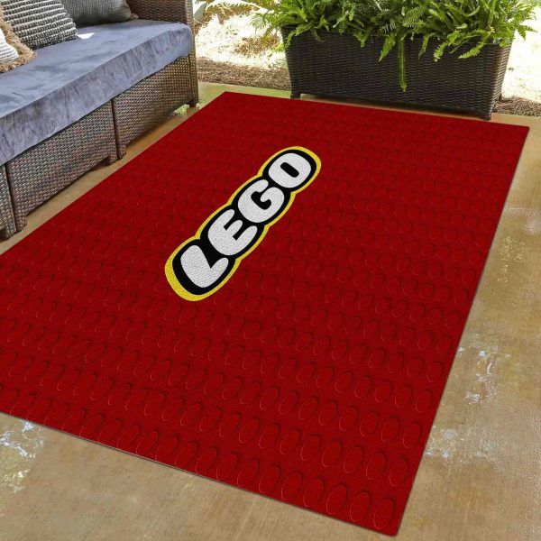 Lego Brick Texture Area Rug Red Playroom Carpet 1 - Azhippie.com