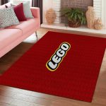 Lego Brick Texture Area Rug Red Playroom Carpet - Azhippie.com