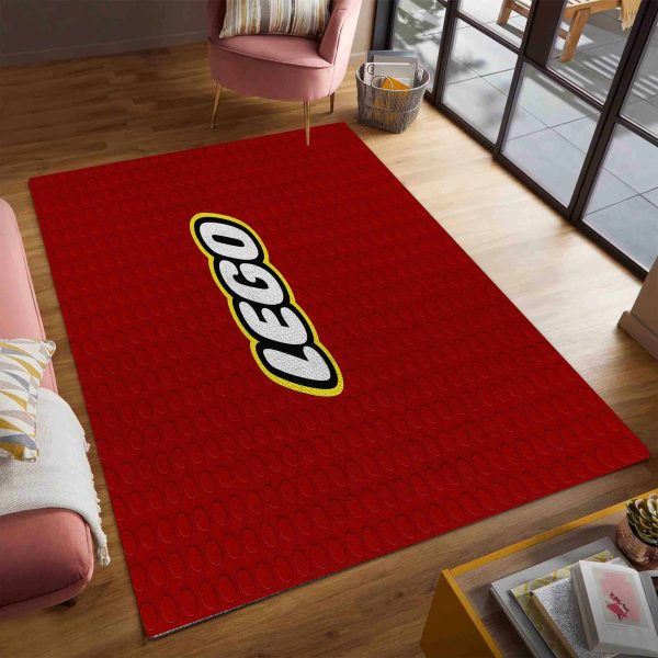 Lego Brick Texture Area Rug Red Playroom Carpet 2 - Azhippie.com
