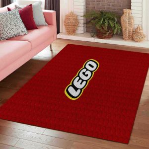 Lego Brick Texture Area Rug Red Playroom Carpet - Azhippie.com
